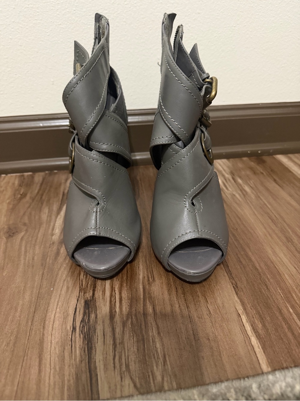 Aldo Gray Wrap Open-Toe Heeled Sandals